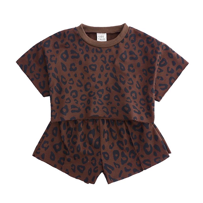 Girls Summer Short Sleeve Printed T Shirt and Shorts Set Lightweight Casual Outfit 80