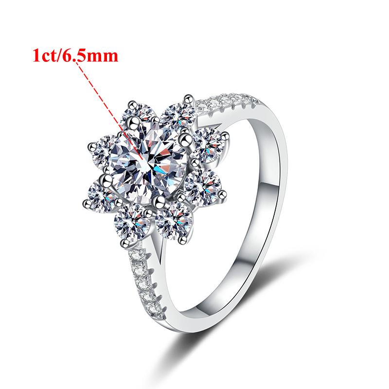 

Кольца COSIX D Color Sunflower для женщин с муассанитом 1 карат/2 карата S925 стерлингового серебра для свадьбы и помолвки для женщин с ювелирными изделиями GRA 4.5、5、5.5、6、6.5、7、7.5、8、9