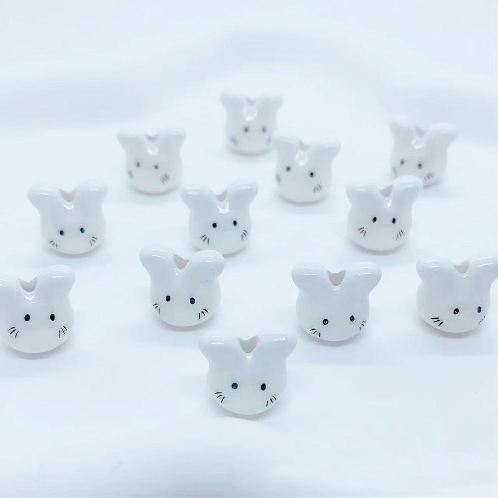 10Pcs Ceramic Cute Rabbit Ceramic Beads Rabbit Rabbit Shape Porcelain Bead  Necklace Accessories