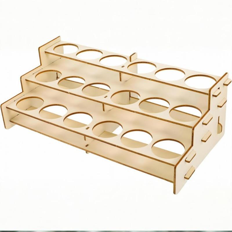 Wooden Paint Rack Organizer for Pigment Bottles and Art Supplies Display Shelf Compact Storage for Crafting and Painting Supplie