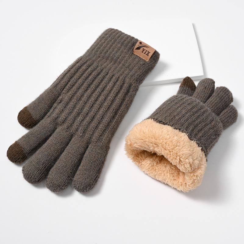 Winter Warme Touchscreen-Handschuhe mit Doppelschichtiger Dicker Wolle und Outdoor Arktischem Samt Innen Gestrickte Handschuhe