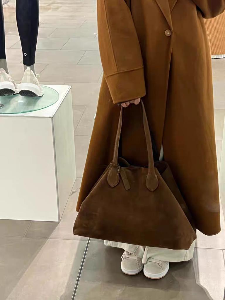Suede Autumn and Winter Women's Shoulder Bag  Niche Design Wing Bag Matte Cowhide Large Capacity Women's Handheld Tote Bag