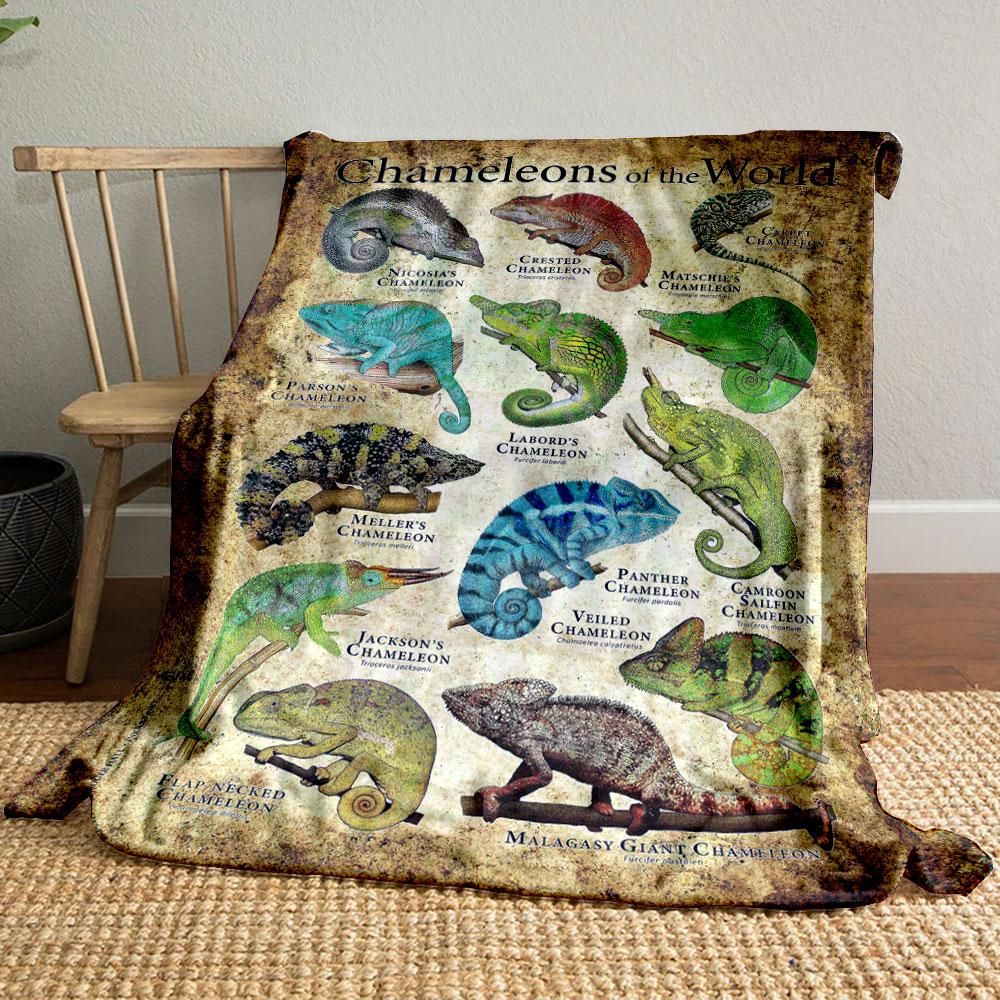 

Chameleon Pattern Vintage Blanket bedroom Blanket for Livingroom Couch lunch break Soft throw for Friend s festival Gift 80cm x 120cm