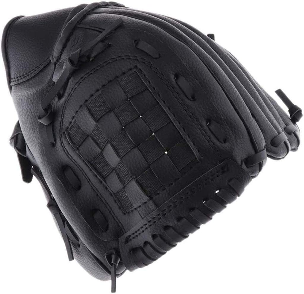 MEOTDEOY Baseball Glove Softball Catch Ball Practice for Beginners Left Hand Wear Shock Absorption Pad Parent-Child Interaction 10.5 Inches Black