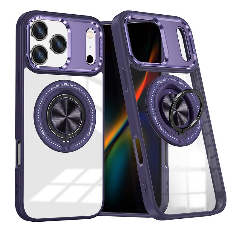 For IPhone17Pro Max Rotating Magnetic Stand 15 Mobile Phone Case for Apple 16 Transparent Mobile Phone Protective Case