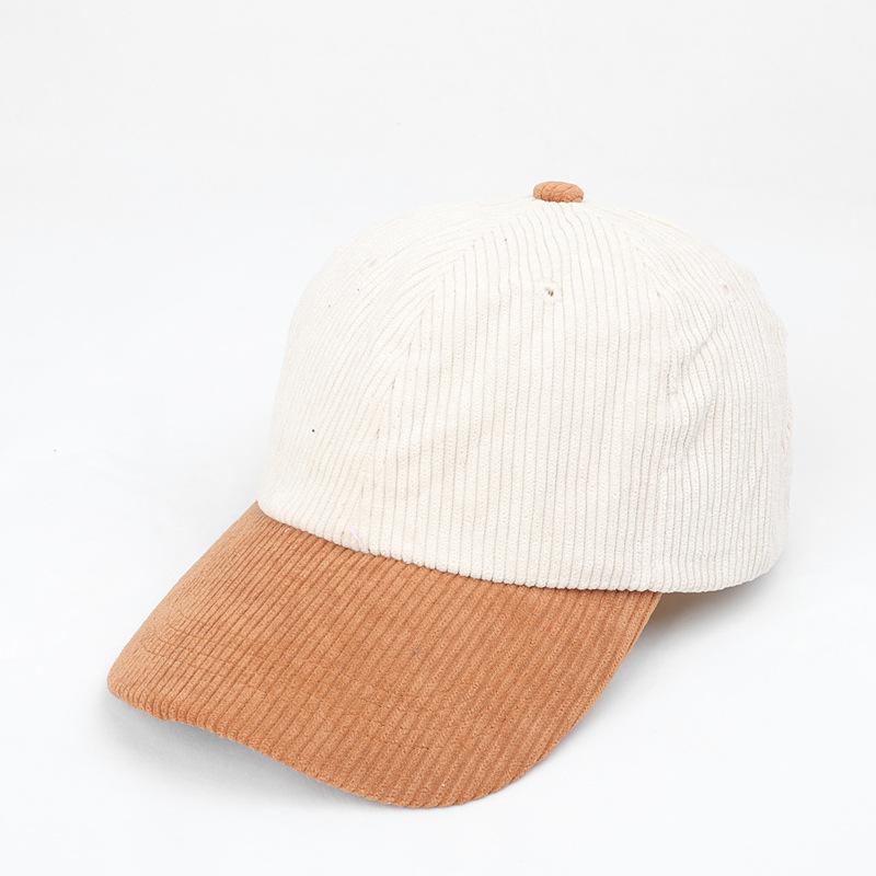 Color Blocking Corduroy Baseball Caps for Unisex Couple Street Versatile Snapback Hats for Autumn Winter, Ideal Choice for Gifts