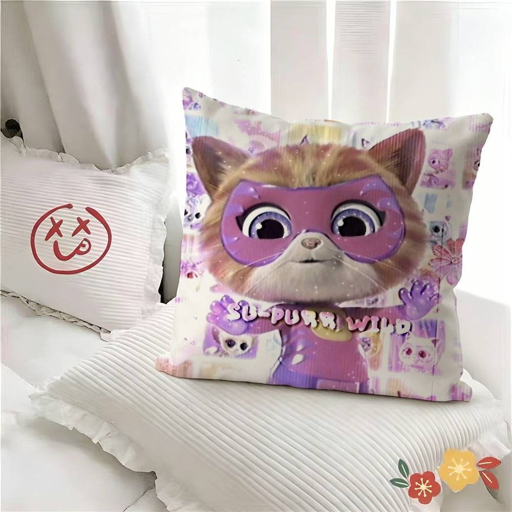 pc Cute Cartoon SSuperKitties Pillow Case Fashion Square Pillowcase Bedroom Sofa Room Ins Decoration Leisure