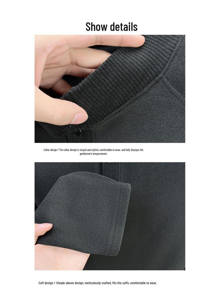 Moletom Casual Solto de Veludo Dupla Face com Gola Alta Masculino Outono/Inverno 2025