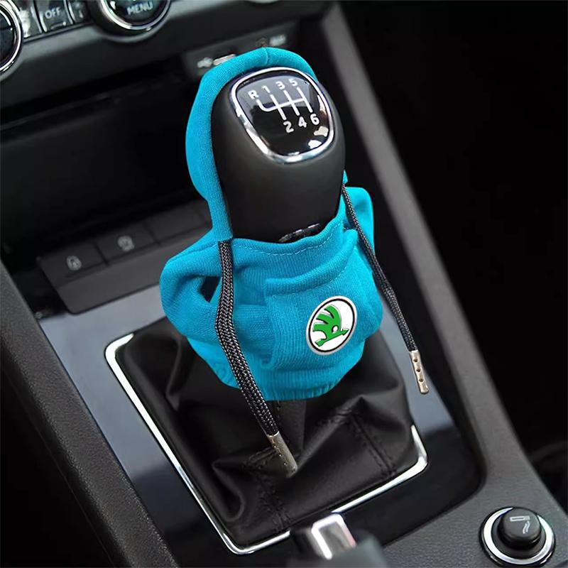 Fashion Car Gear Car Shift Lever Cover Car Gear Shift Knob Hoodie For Skoda Octavia MK2 MK3 2 3 A7 Fabia Karoq Kodiaq Superb Rapid Kamiq