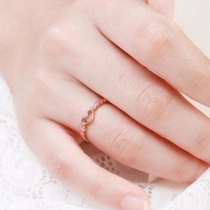 Huitan Hollow Heart Finger Rings for Women Exquisite Thin Rings Wedding Bands Accessories Anniversary Gift Statement Jewelry