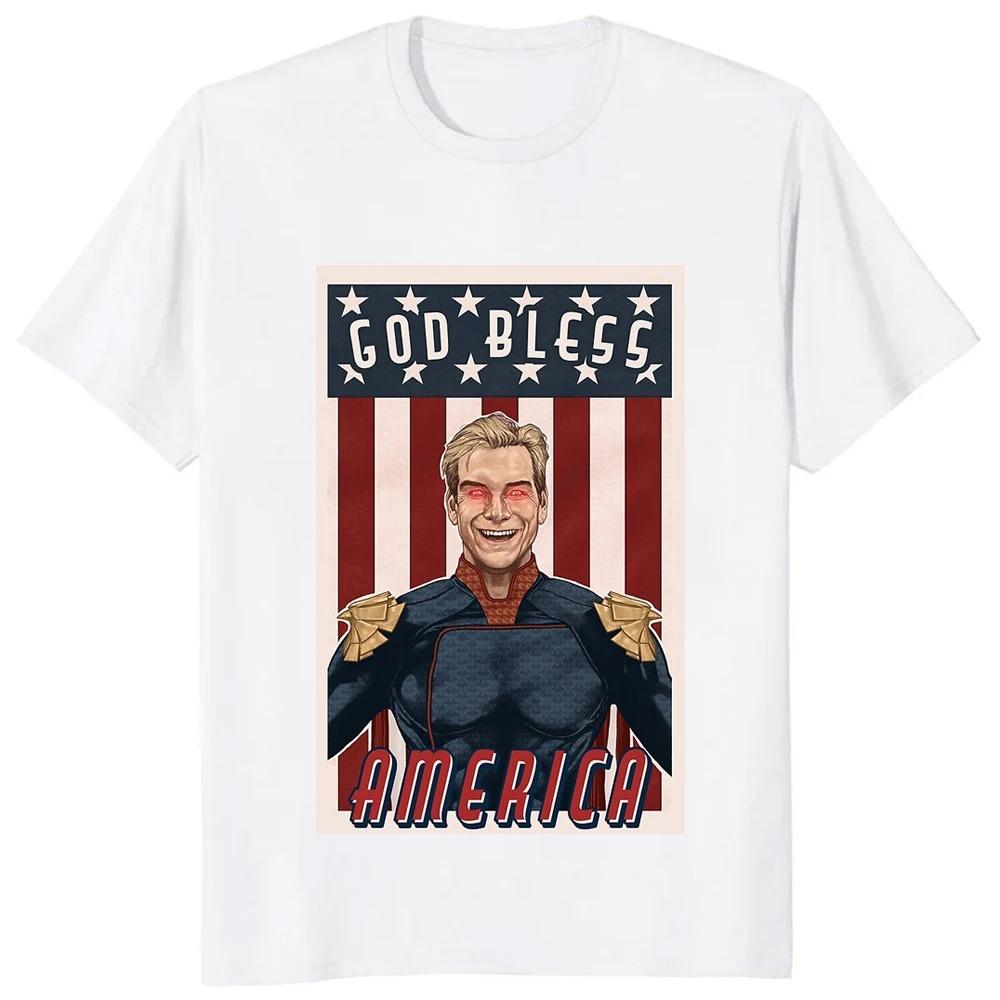 The Boys "Homelander God Bless America" Grafica Propagandistica Oversize Streetwear Pop Rock Concerto Fan Merch T-Shirt