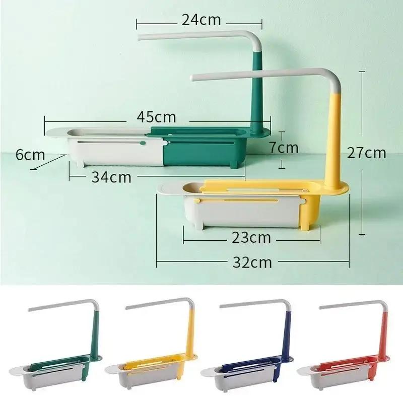 Telescopic Sink Shelf Kitchen Sinks Organizer Soap Sponge Holder Sink Drain Rack Storage Basket Kitchen Gadgets Accessories Tool
