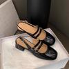 Baotou Sandals Women's New Summer Mid-heel Square Head Thick Heel Retro Red Wedding Shoes Mary Jane Single Shoes