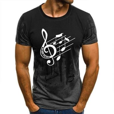 T-shirt d'été 2024 pour hommes et femmes, avec notes de musique amusantes en 3D, décontracté, à la mode, à manches courtes, Slim Fit, unisexe, pour enfants