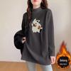 Plus Size Women's German Velvet Long Sleeve T-shirt: Loose Mid-Length Base Shirt for Early Spring, Autumn, and Winter.