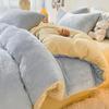 Milk Velvet Plush Bed Sheet Set - 4-Piece with Coral Velvet Duvet Cover, Double-Sided Flannel for Dormitory