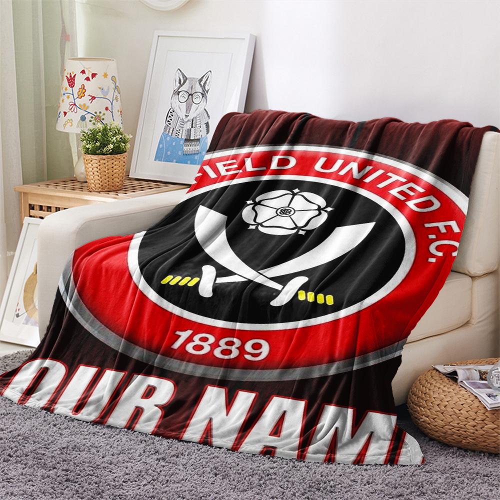 1PC Custom Name Sheffield United FC Patterned Flannel Blanket Suitable For All Seasons for Home Decor Warmth and Comfort Gifts Holiday Present