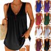 Women's Fashion Casual Loose Pleated Button Sleeveless Vest Tank Top