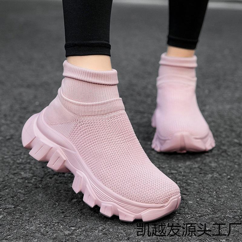 Socks and shoes women's autumn new high-top student casual couple sports short boots large size men's shoes
