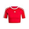 Originals Crew Neck Striped Cropped Short-sleeve T-shirt for Women, Red