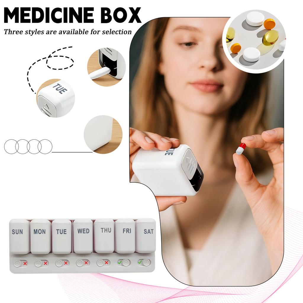 Weekly Organizer - Daily Once, 7 Day Travel Box, Daily Medication Organizer, Portable Box for Fish Oil/Supplements Medication Reminder an