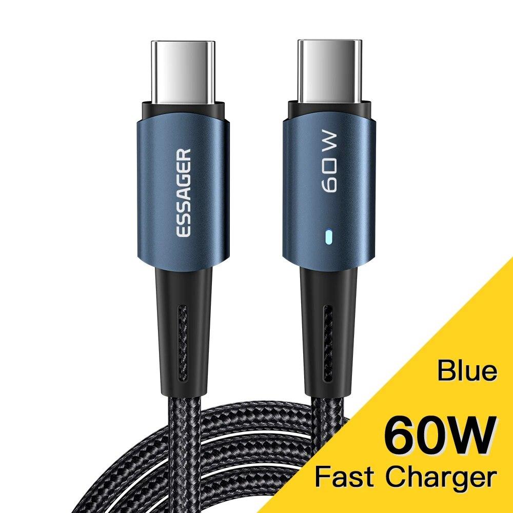 Essager USB C Cable 100W PD QC 4.0 3.0 USB Type C Cable Fast Charging Cable Type C For MacBook Pro Samsung Xiaomi Charge Cable