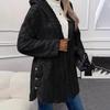 Side Slit Plush Long Sleeve Jacket Thick Thin Hooded Large Size Clothes