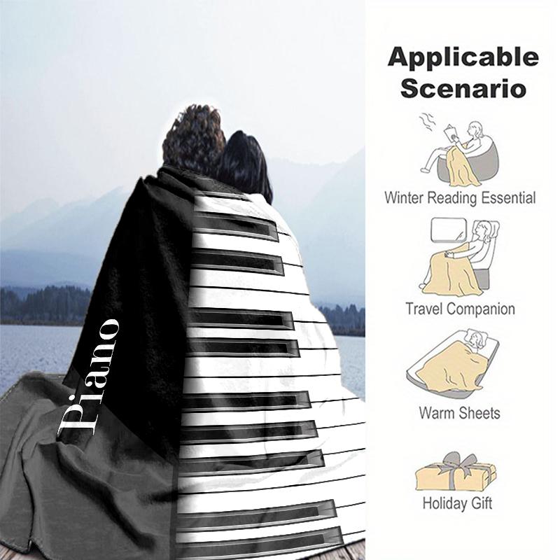 1PC Piano Keys Music Printed Blanket, All Season Lightweight Home Office Outdoor Nap Multifunctional Blanket A17