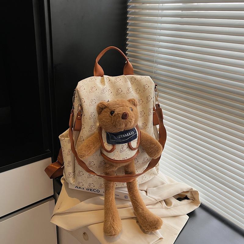 

Internet celebrity new product 2025 summer bag large capacity backpack fashion versatile cute bear commuting class bag no bear (33 * 15 * 34)