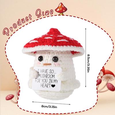 Crochet Positive Energy Mushroom Hug Pocket Doll Mini Handmade Plush Knitted Plant Ornament Home Room Decoration Christams Gift