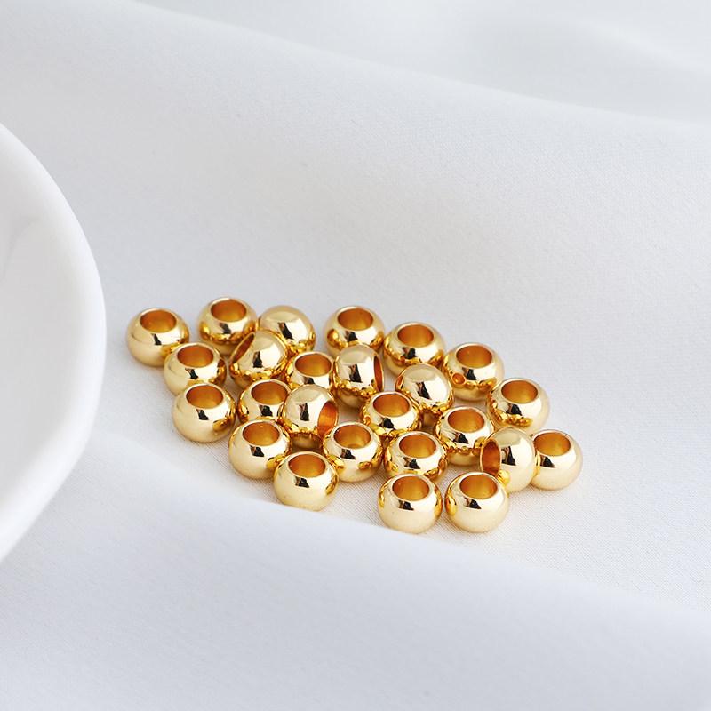 14k Gold-Plated Apple Flat Bead for Large-Hole Leather Rope, Retro DIY Loose Beads