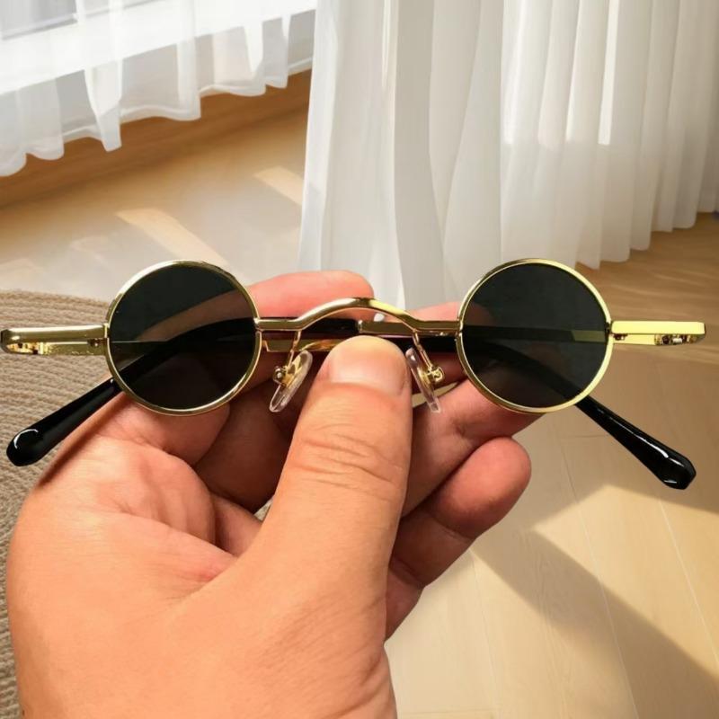 Retro Hip-Hop Round Small Frame Sunglasses UV400 Metal Eyewear for Women Men Gafas De Sol