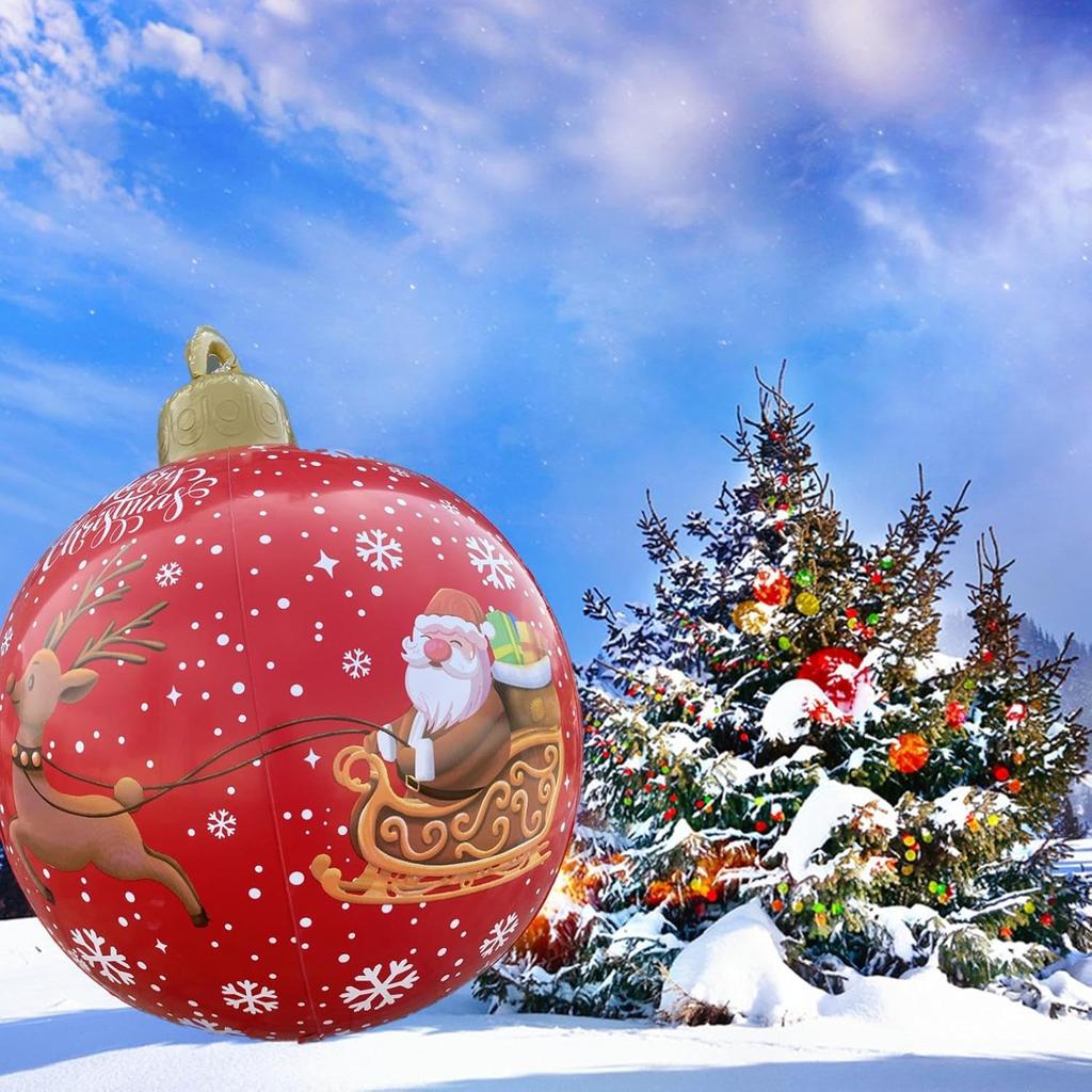Giant Pvc Christmas Decorated Ball,Inflatable Outdoor Holiday Yard Decorations,32"