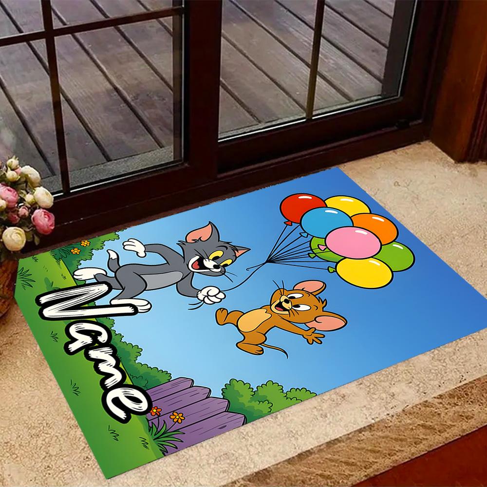Looney Tom Jerry's Valentine Customized Name Floor Rug Office Rug Design for Balcony Living Rooms Study room Hallway Antislip Carpet Office home decor