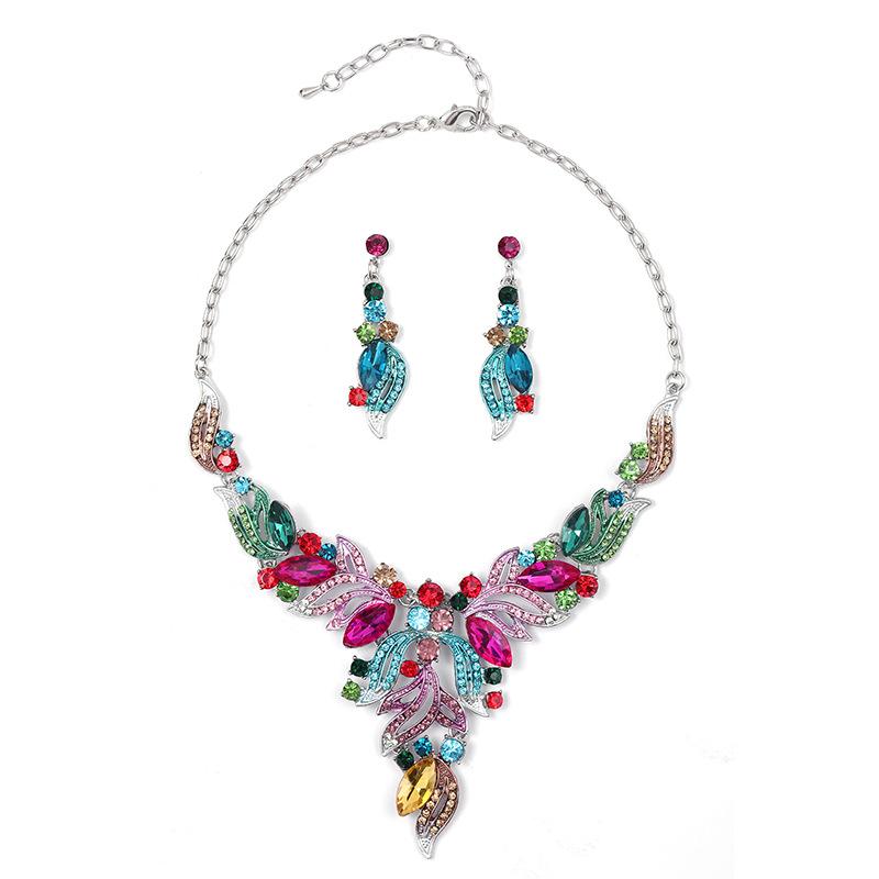 Ensemble Collier Boucles d'oreilles Strass Cristal Mariage Fête Costume Bijoux Accessoires