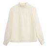 Autumn Fashion New 2024 Long Sleeve Ruffled Collar Casual Apricot Chiffon Blouse Shirt Women Tops Blouses Shirts J454