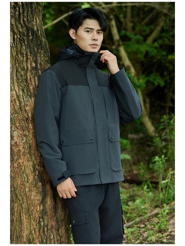 Unisex Winter Hooded Waterproof Windproof Three-in-One Mountaineering Jacket