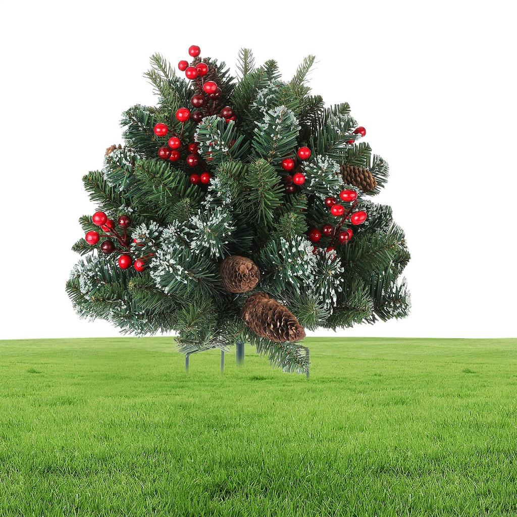 Ground Inserted Christmas Tree Garden Stakes Christmas Tree Stake With Cones, Red Berries Art Decoration Insert Signs Ground