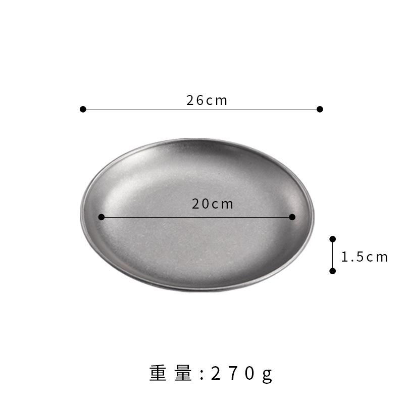Korean version of stainless steel plate coffee shop tray flat bottom shallow plate barbecue plate bone plate retro tableware