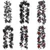 Environmental PPC Artificial Flowers Long Strip Different Sizes Simulated Rattan Black Rose Leaves Halloween Rose Leaf Vines