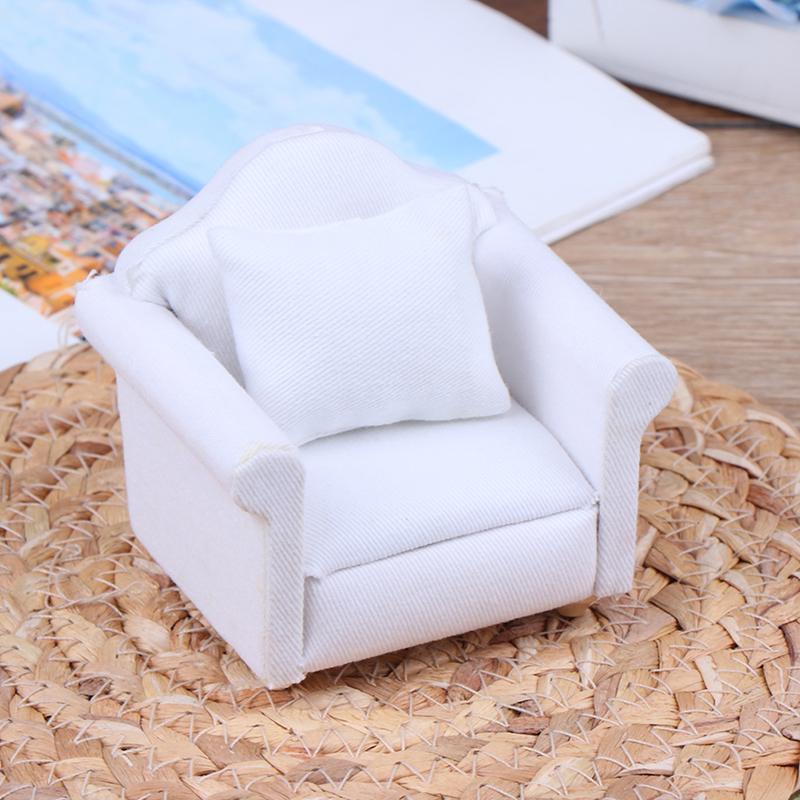 1/12 Dollhouse Miniature White Sofa With Back Cushion Doll House Accessories