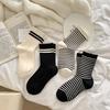 Winter and Autumn Striped Stylish Warm Woolen Socks for Daily Wear Chunky Stockings Mid-length Socks