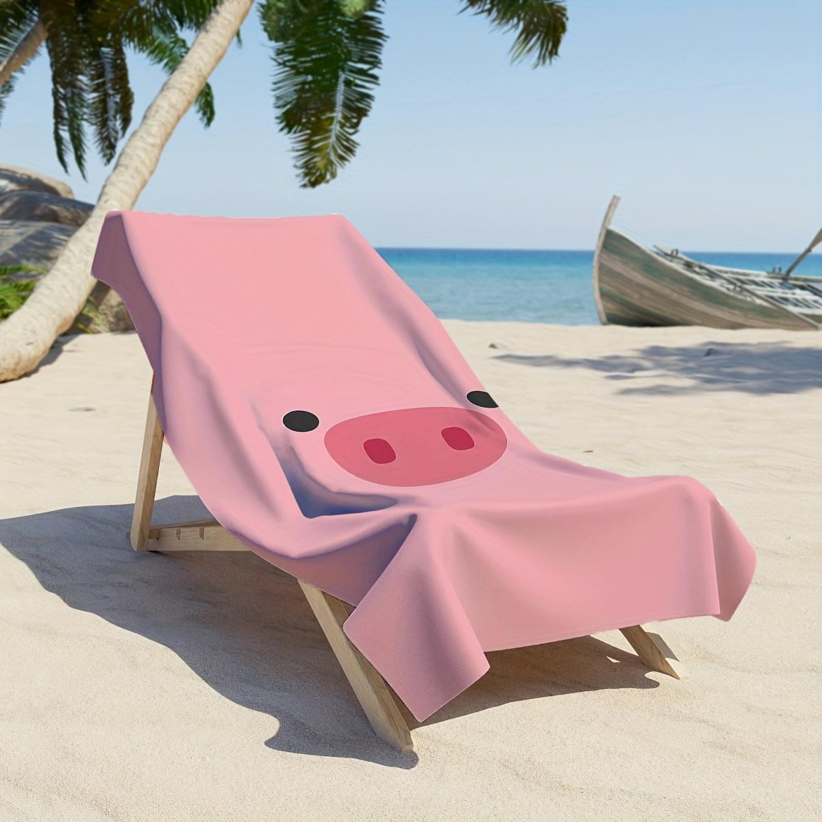 

Pink Cute Pig Pattern Oversized Beach Towel, Soft Quick-Dry Highly Absorbent Unisex Swim Bath Camping Towel W30*H60(CM)