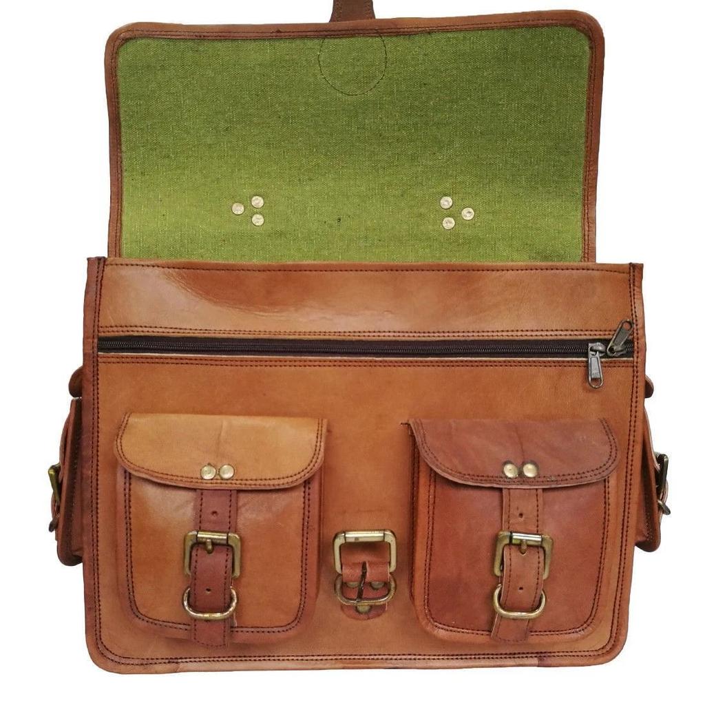 Men's Distressed Vintage Leather Briefcase Satchel Messenger Work Laptop Bag
