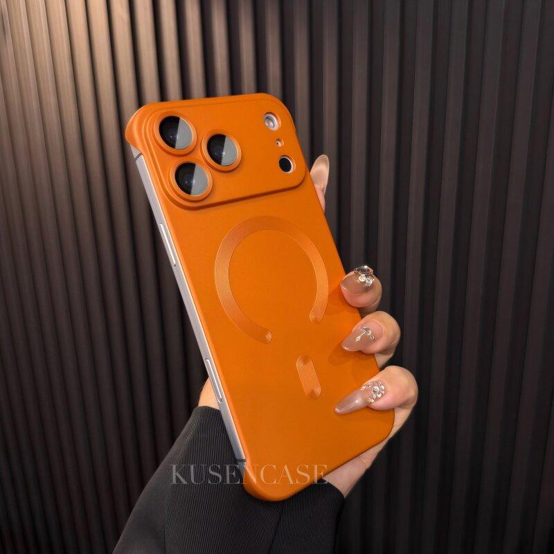 Thin Metallic Paint PC For  Magnetic Case For For Iphone 17 Air 16 1 14 13 Pro Max Plus Lens Protect Frameless Cooling Cover