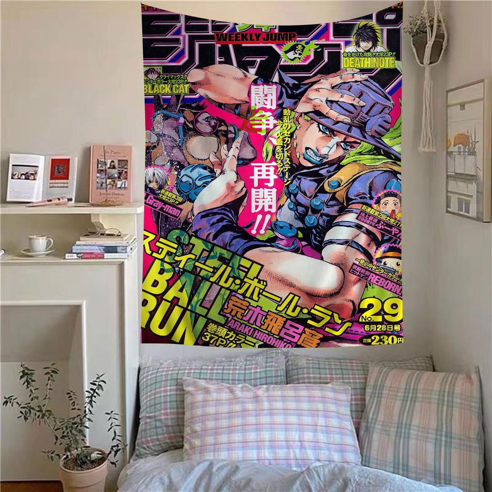 Anime JoJo Bizarre Adventure Retro Tapestry Hippie Flower Style Doubles As Wall Carpets Ideal Hanging for Dorms Home Decor