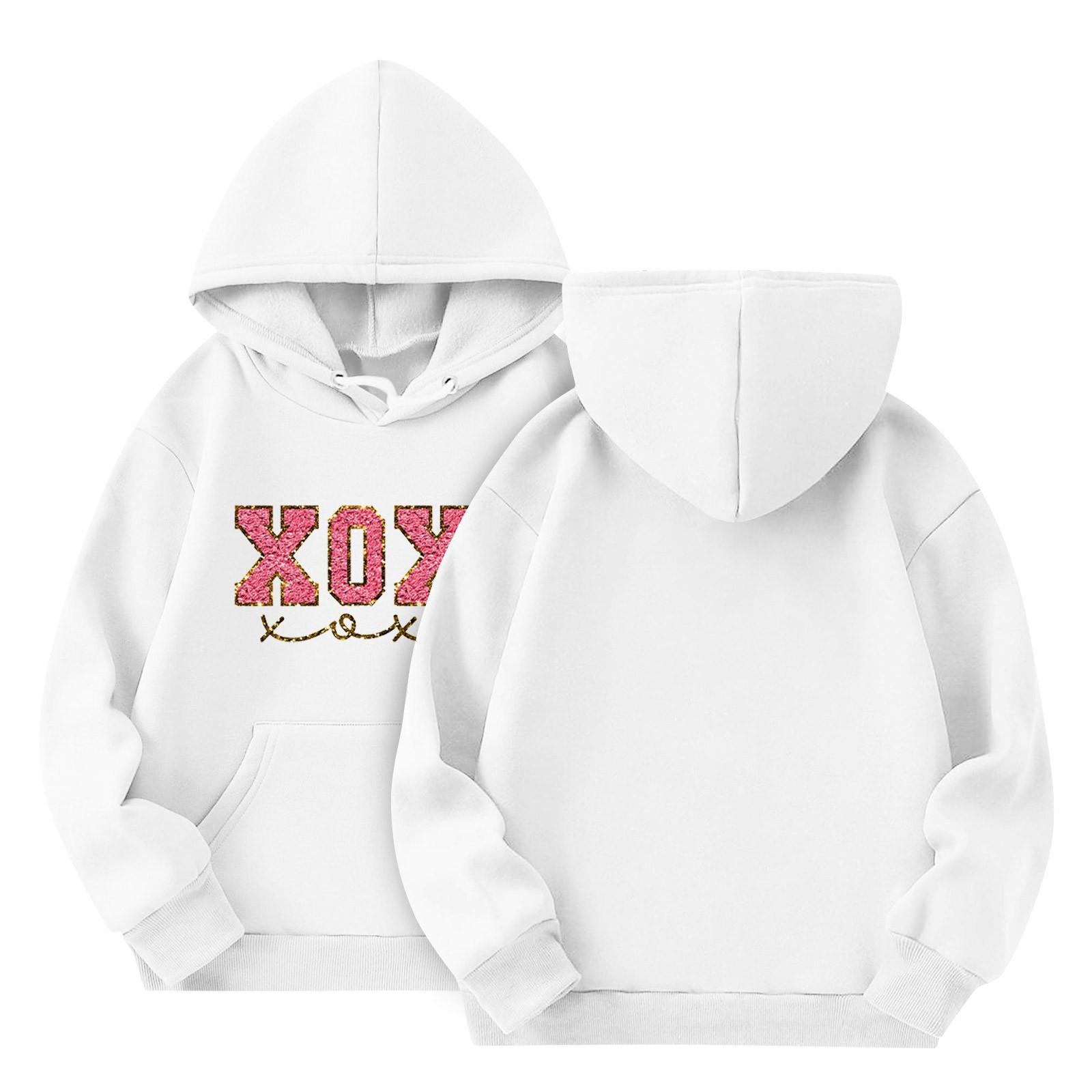 Толстовки для девочек-подростков, толстовки с длинным рукавом, пуловер с завязками, симпатичная толстовка большого размера 160 белый