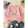 Girls' White & Golden Butterfly Print Round-Neck Hoodie - Soft Machine-Washable Spring/Fall Casual Wear Suitable for