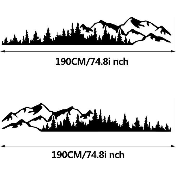 2PCS Vinyl Car Stickers Mountain Tree Forest Decor Decal Car Body Stickers and Decals Vinyl Graphic for Car SUV RV Camper Trailer