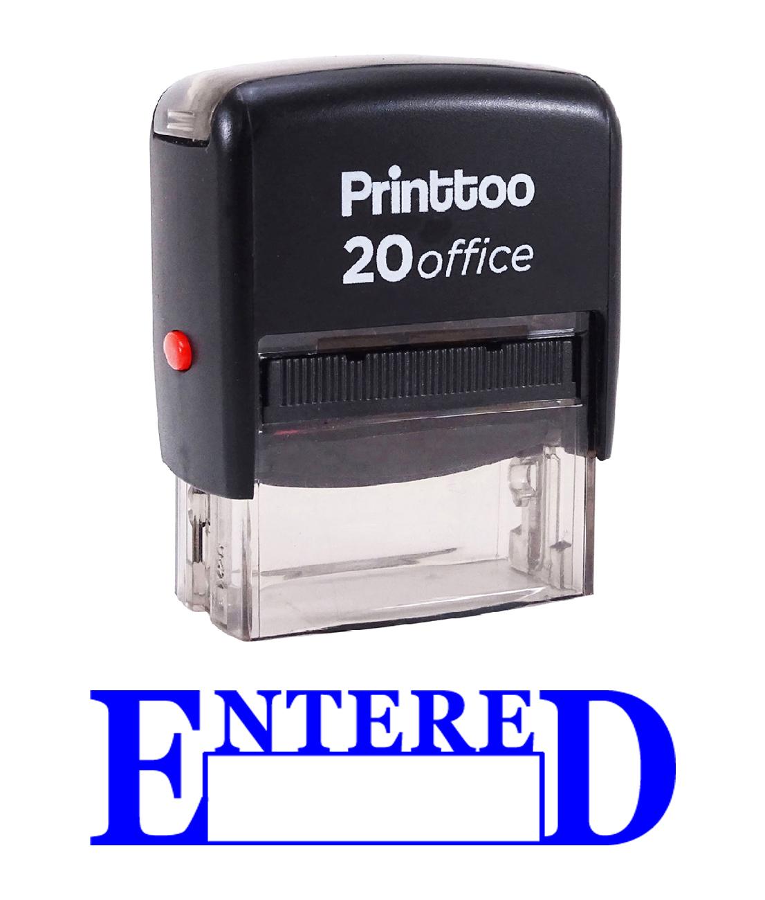 

Printtoo ENTERED Self Inking Rubber Stamp Office Stationary Custom Stamp - Black 14 mm x 38 mm (Approx) синій